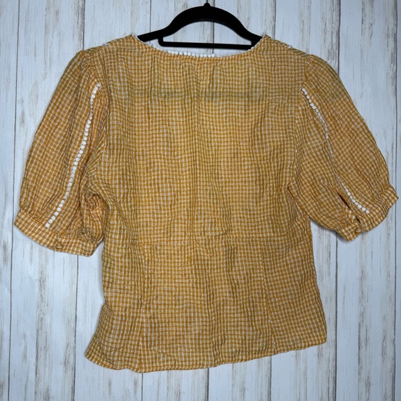 Free People Small Golden Gingham Blouse - Picture 6 of 7